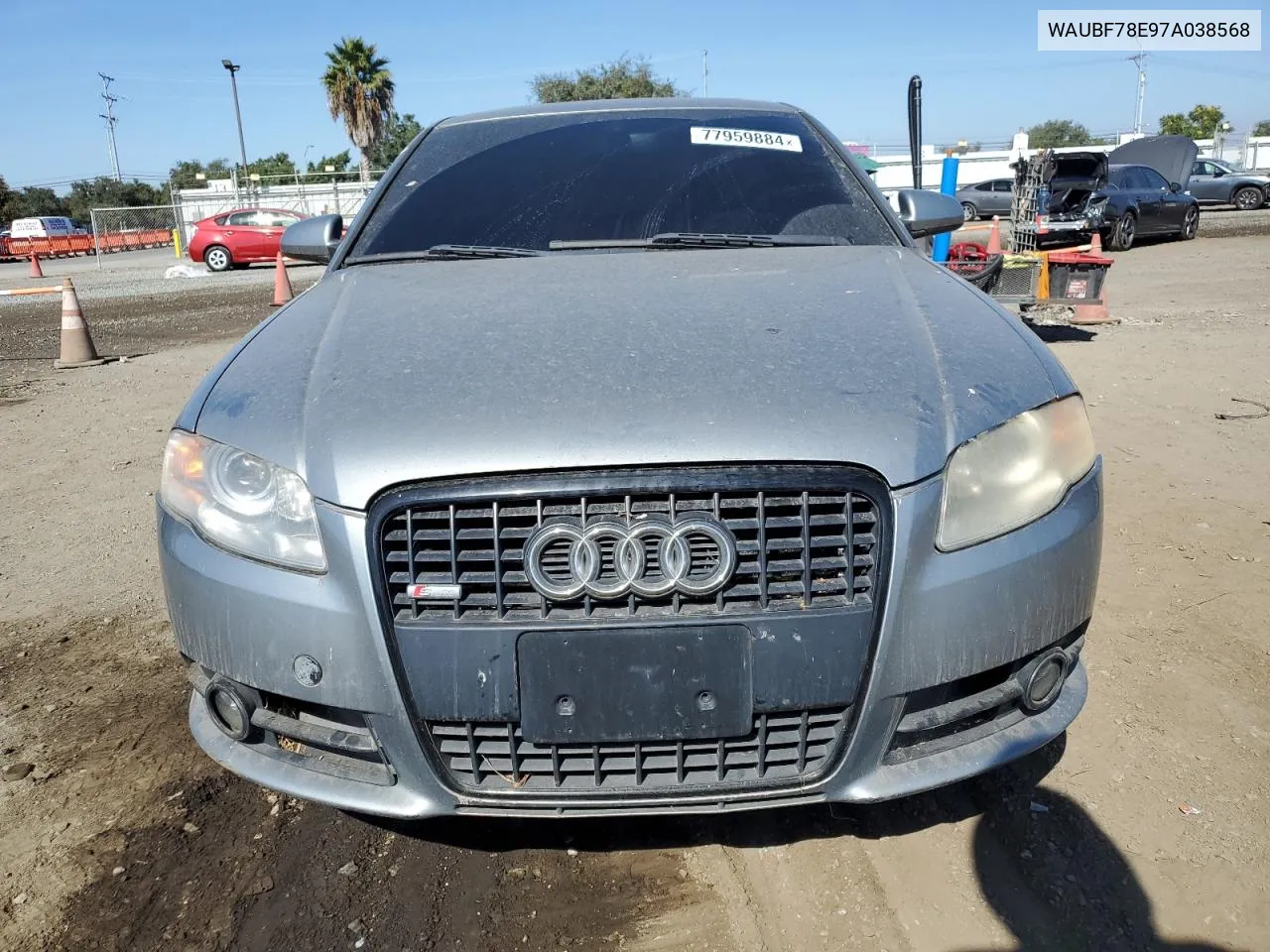 2007 Audi A4 S-Line 2.0T Turbo VIN: WAUBF78E97A038568 Lot: 77959884