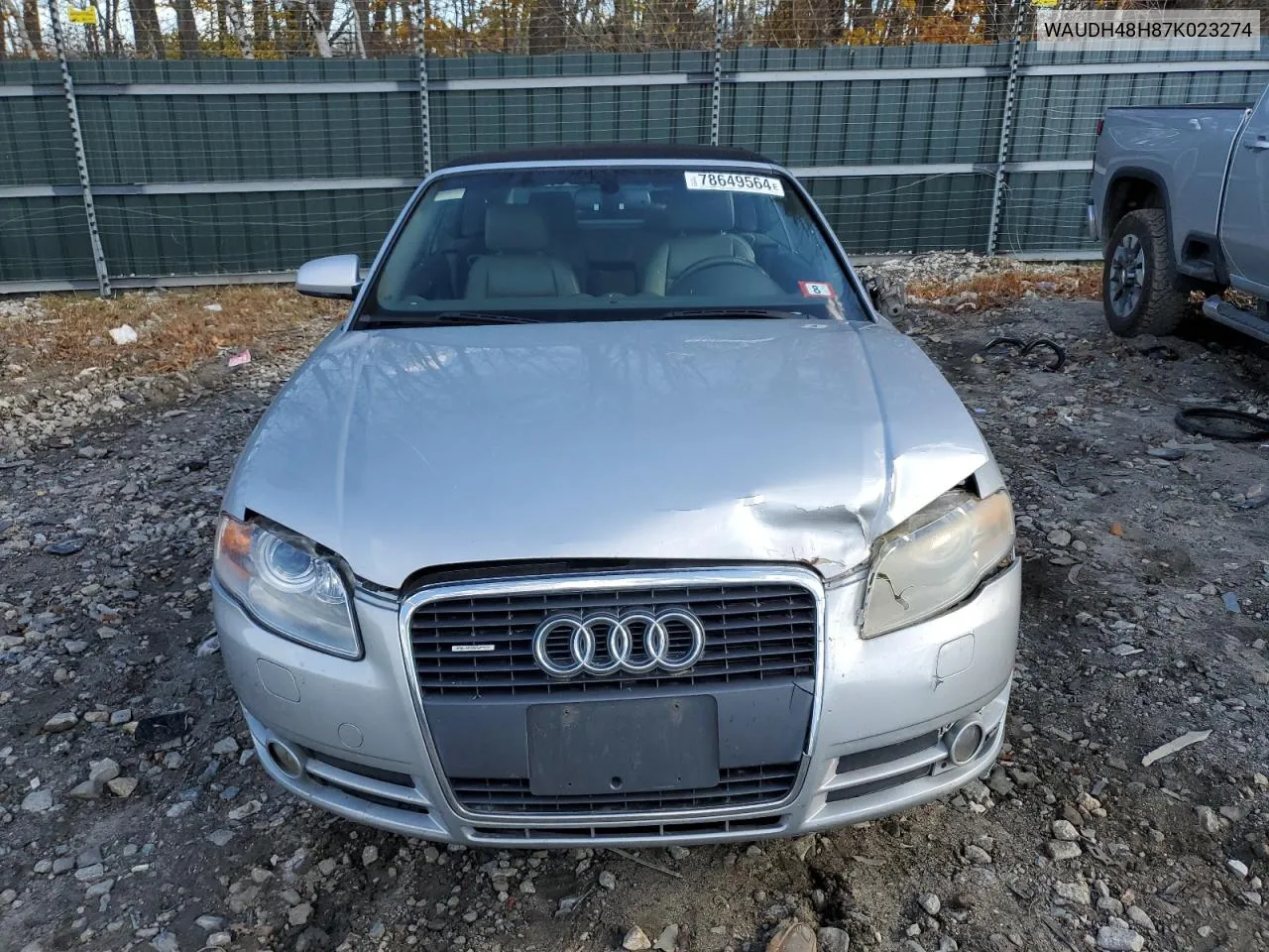 2007 Audi A4 3.2 Cabriolet Quattro VIN: WAUDH48H87K023274 Lot: 78649564