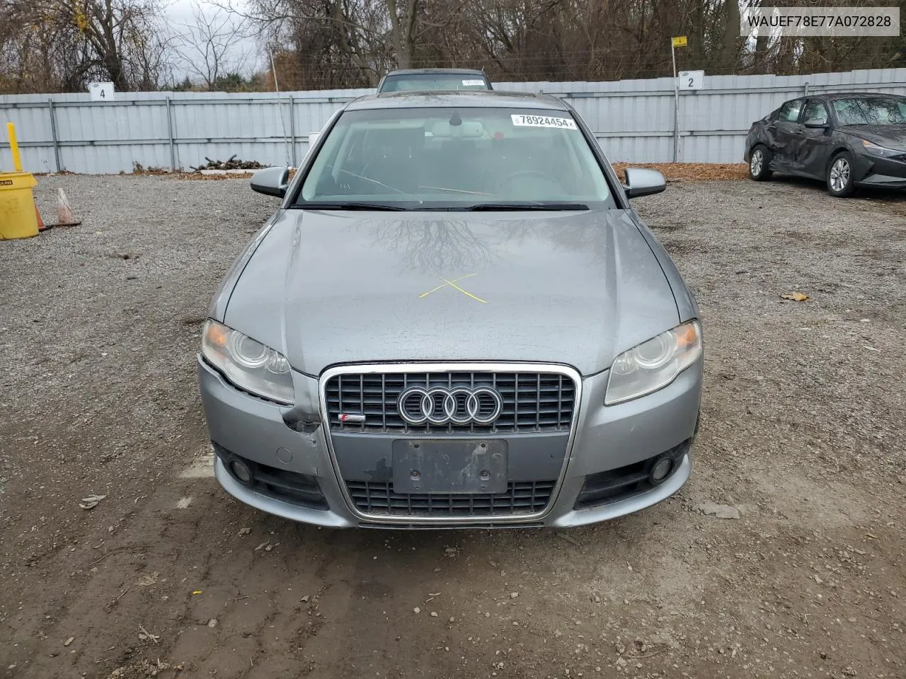 2007 Audi A4 S-Line 2.0T Quattro Turbo VIN: WAUEF78E77A072828 Lot: 78924454