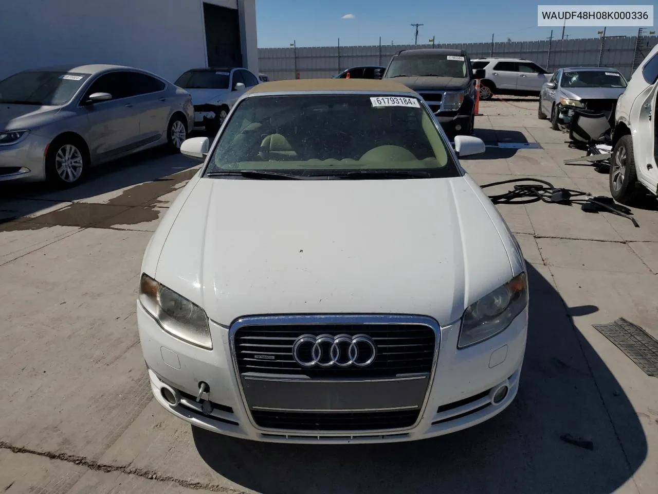 2008 Audi A4 2.0T Cabriolet Quattro VIN: WAUDF48H08K000336 Lot: 61793184