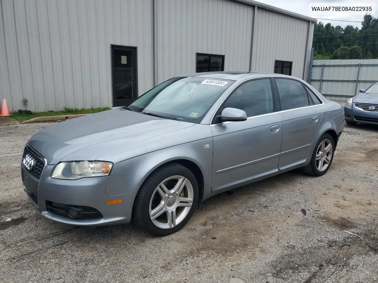 2008 Audi A4 2.0T VIN: WAUAF78E08A022935 Lot: 63841584