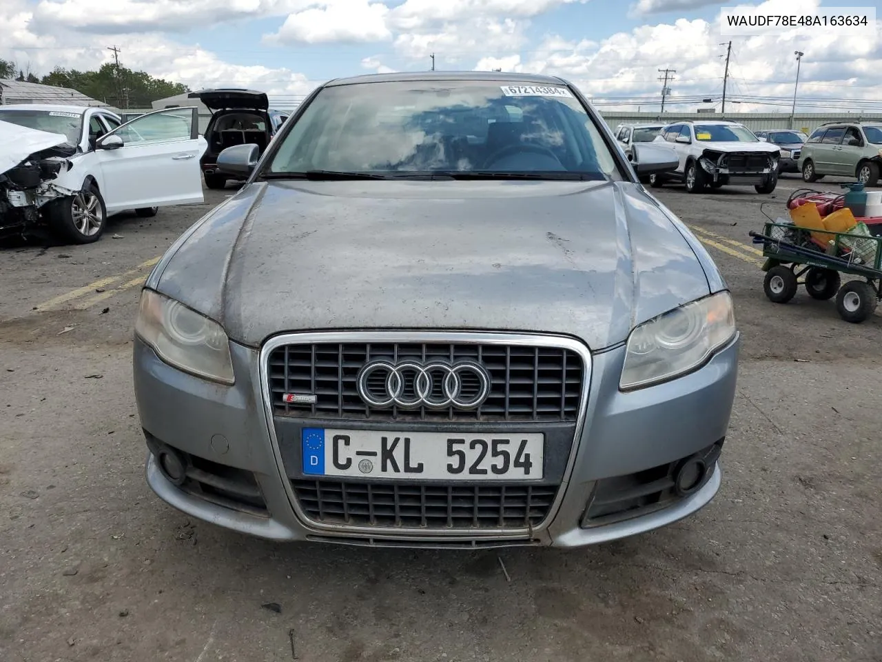 2008 Audi A4 2.0T Quattro VIN: WAUDF78E48A163634 Lot: 67214384