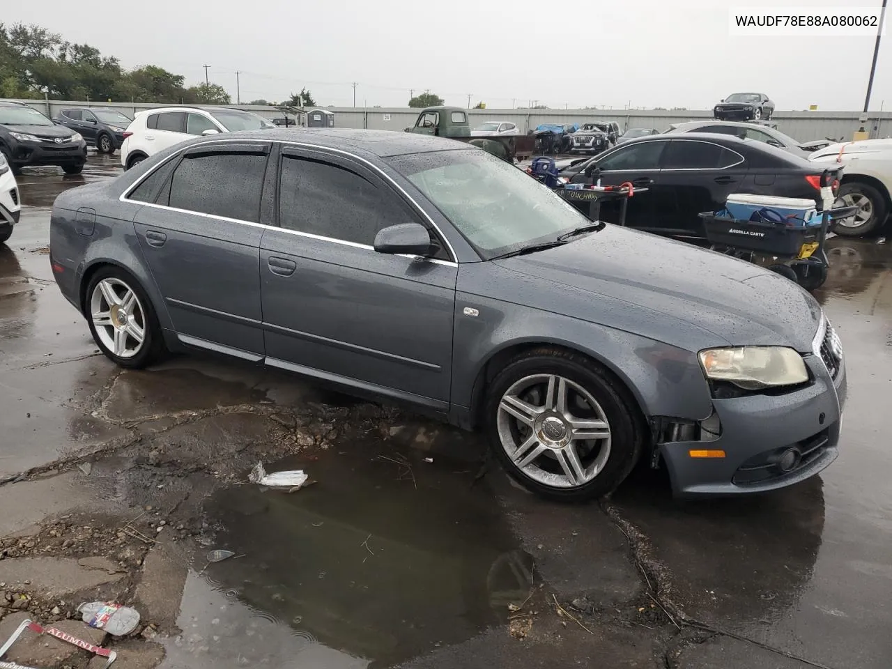 WAUDF78E88A080062 2008 Audi A4 2.0T Quattro