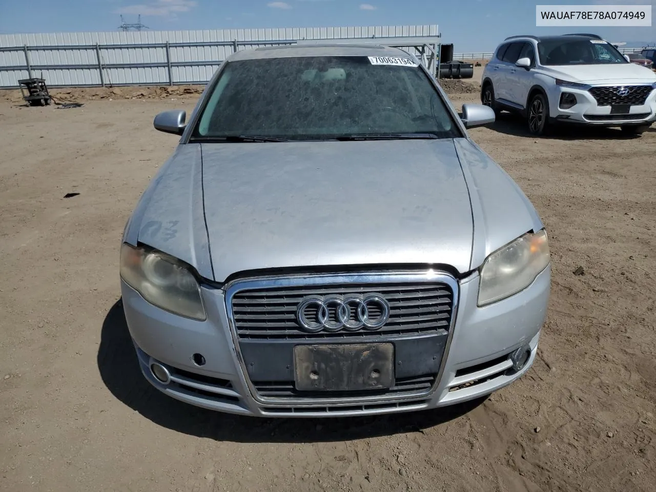 2008 Audi A4 2.0T VIN: WAUAF78E78A074949 Lot: 70063194