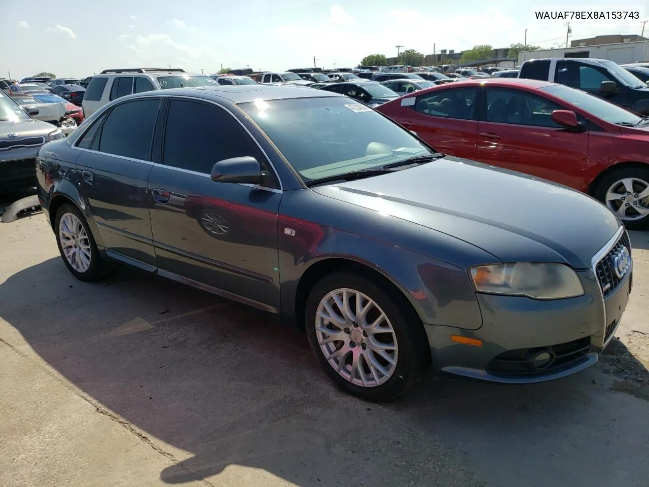 2008 Audi A4 2.0T VIN: WAUAF78EX8A153743 Lot: 72080624