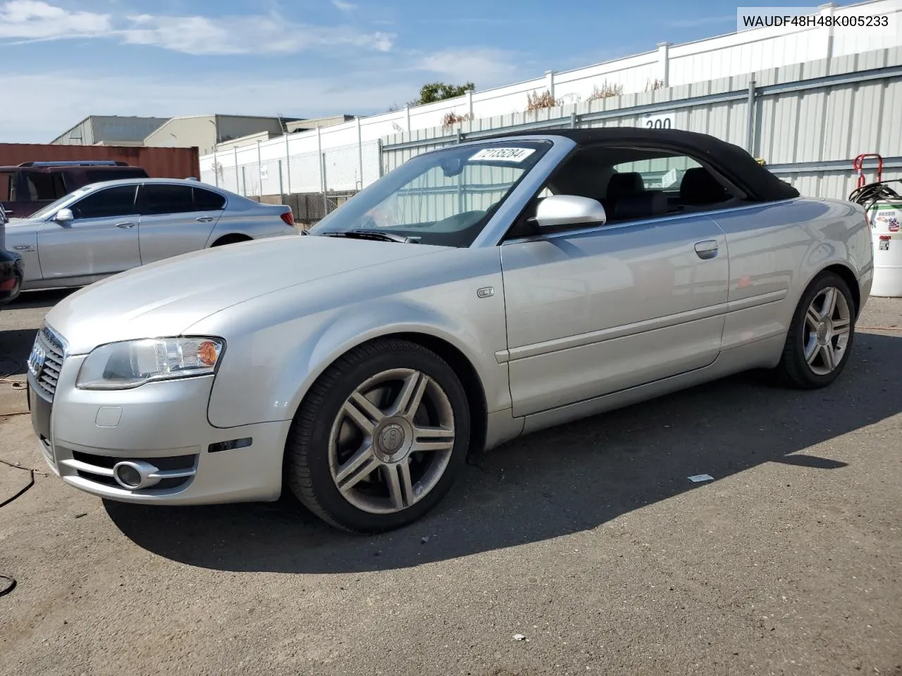 2008 Audi A4 2.0T Cabriolet Quattro VIN: WAUDF48H48K005233 Lot: 72135284