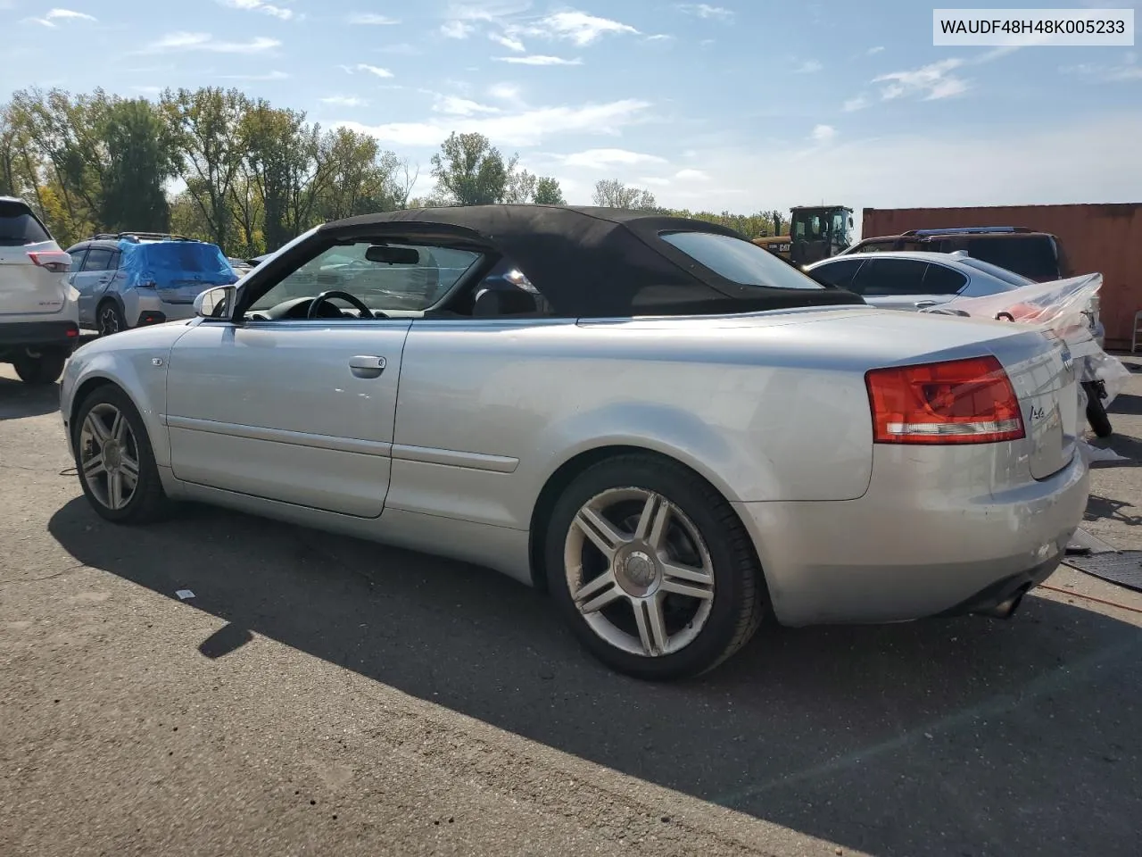 2008 Audi A4 2.0T Cabriolet Quattro VIN: WAUDF48H48K005233 Lot: 72135284