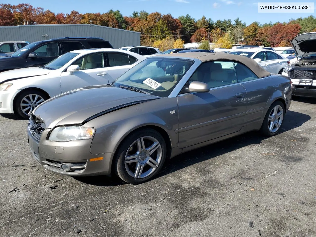 2008 Audi A4 2.0T Cabriolet Quattro VIN: WAUDF48H88K005381 Lot: 75987284