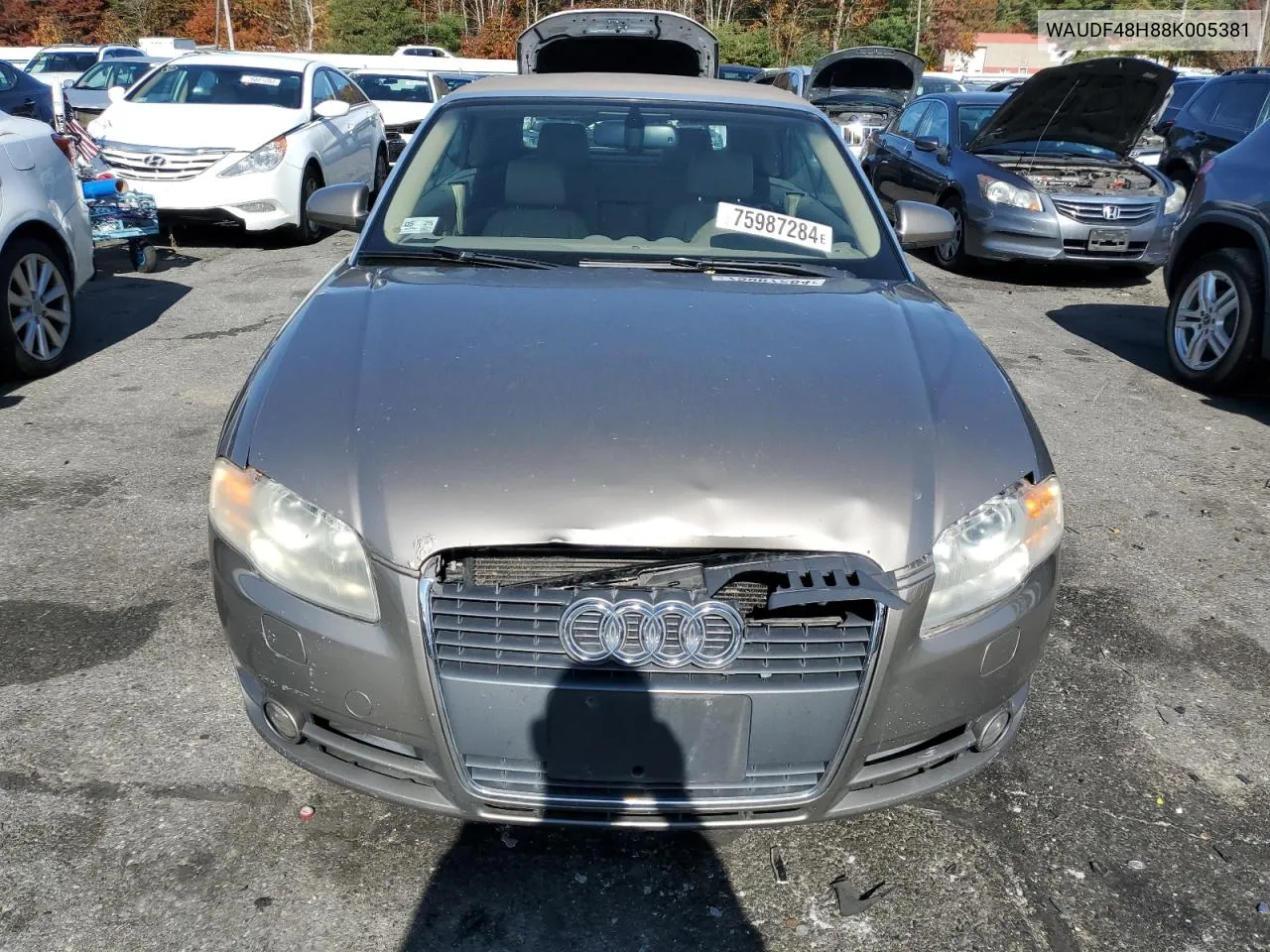 2008 Audi A4 2.0T Cabriolet Quattro VIN: WAUDF48H88K005381 Lot: 75987284