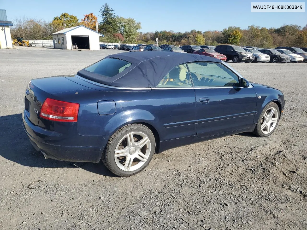 2008 Audi A4 2.0T Cabriolet Quattro VIN: WAUDF48H08K003849 Lot: 76478024