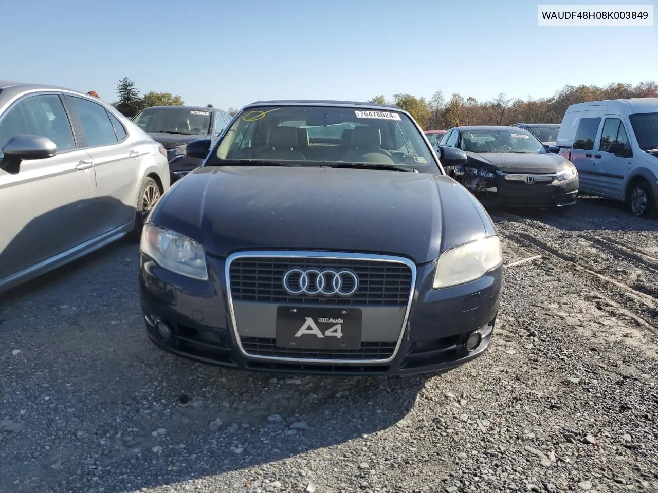 2008 Audi A4 2.0T Cabriolet Quattro VIN: WAUDF48H08K003849 Lot: 76478024