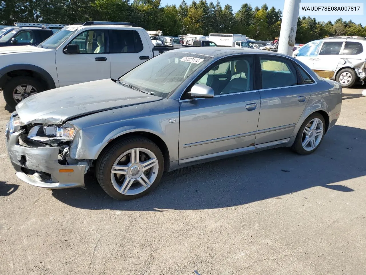 2008 Audi A4 2.0T Quattro VIN: WAUDF78E08A007817 Lot: 76822174