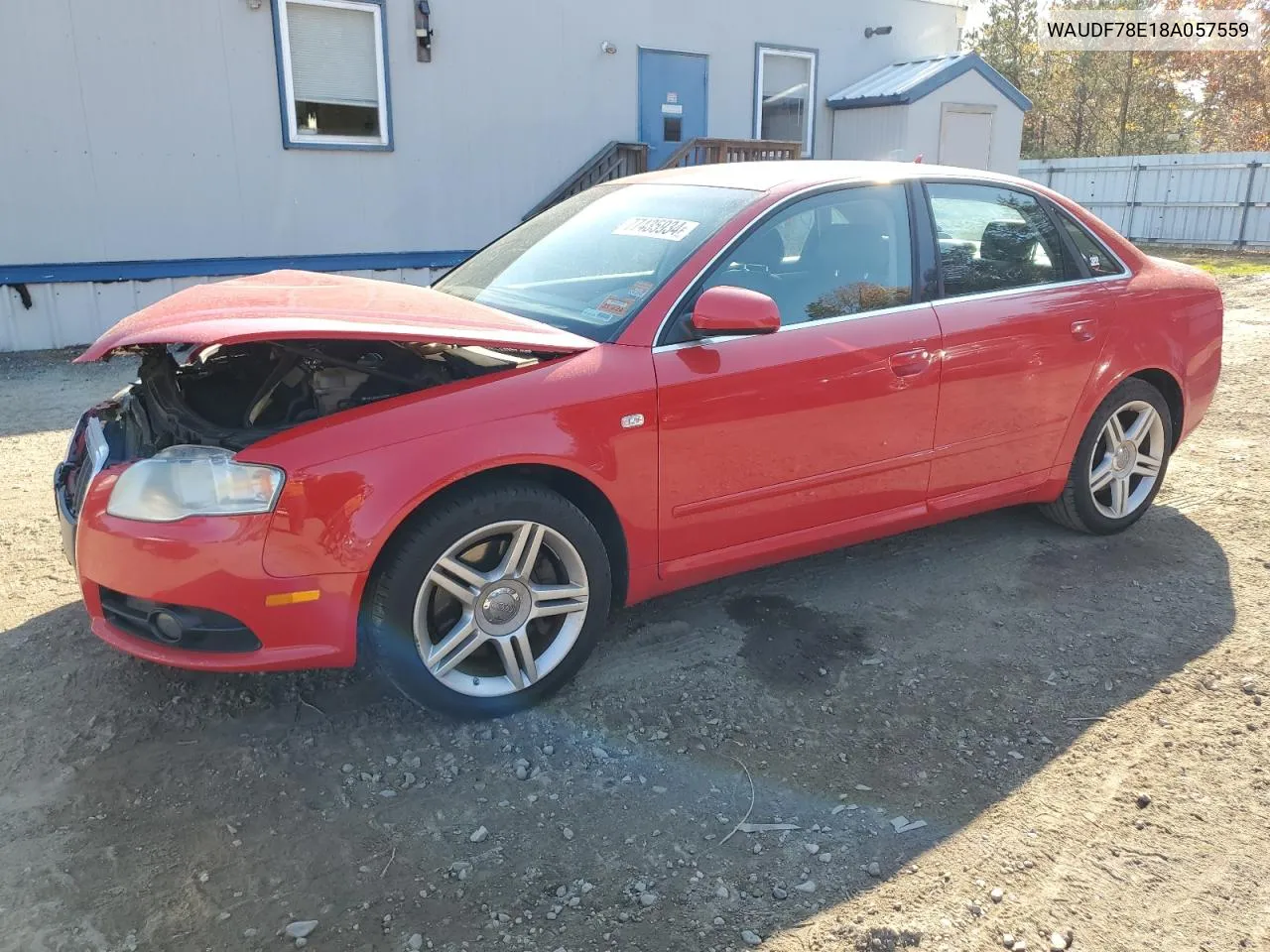 2008 Audi A4 2.0T Quattro VIN: WAUDF78E18A057559 Lot: 77435934