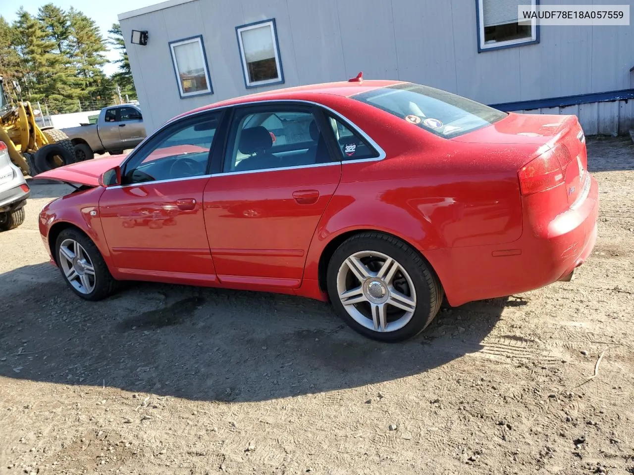 2008 Audi A4 2.0T Quattro VIN: WAUDF78E18A057559 Lot: 77435934