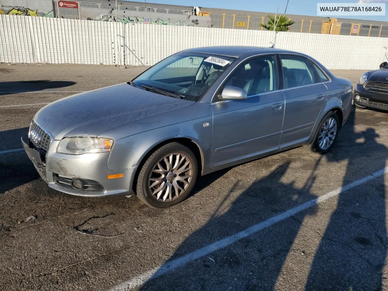 2008 Audi A4 2.0T VIN: WAUAF78E78A168426 Lot: 78662604