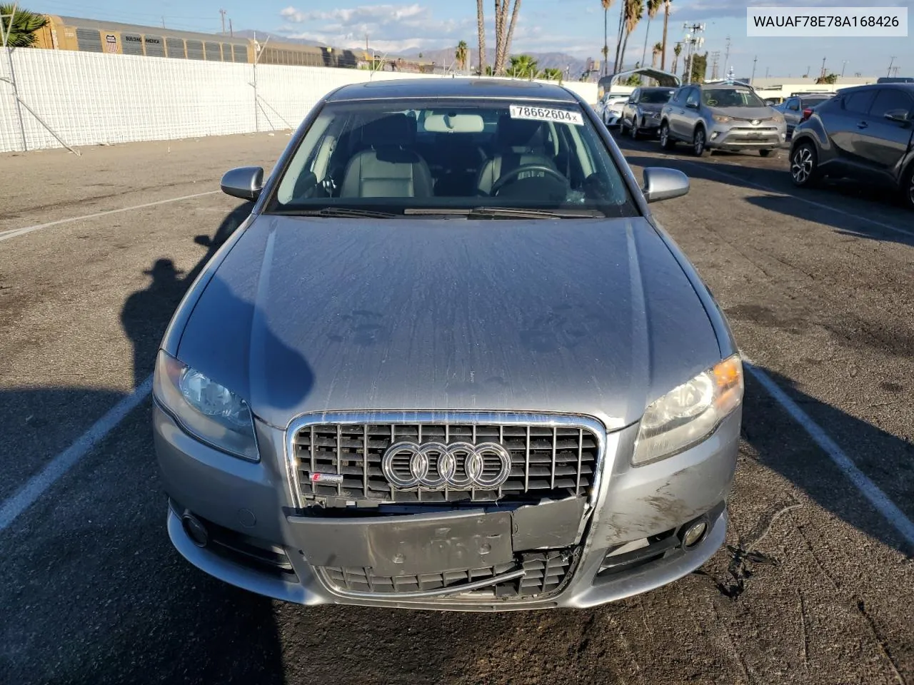 2008 Audi A4 2.0T VIN: WAUAF78E78A168426 Lot: 78662604