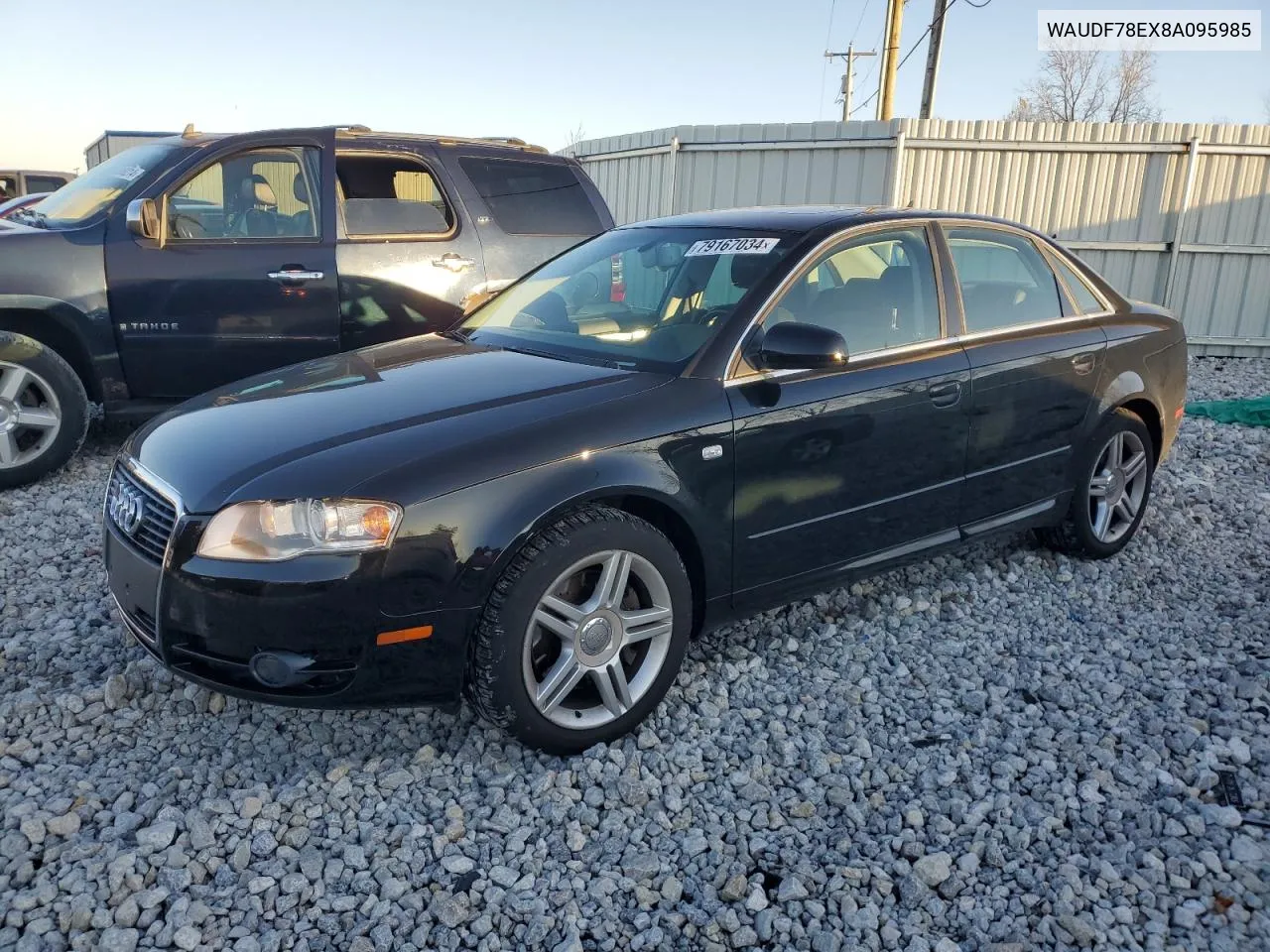 2008 Audi A4 2.0T Quattro VIN: WAUDF78EX8A095985 Lot: 79167034