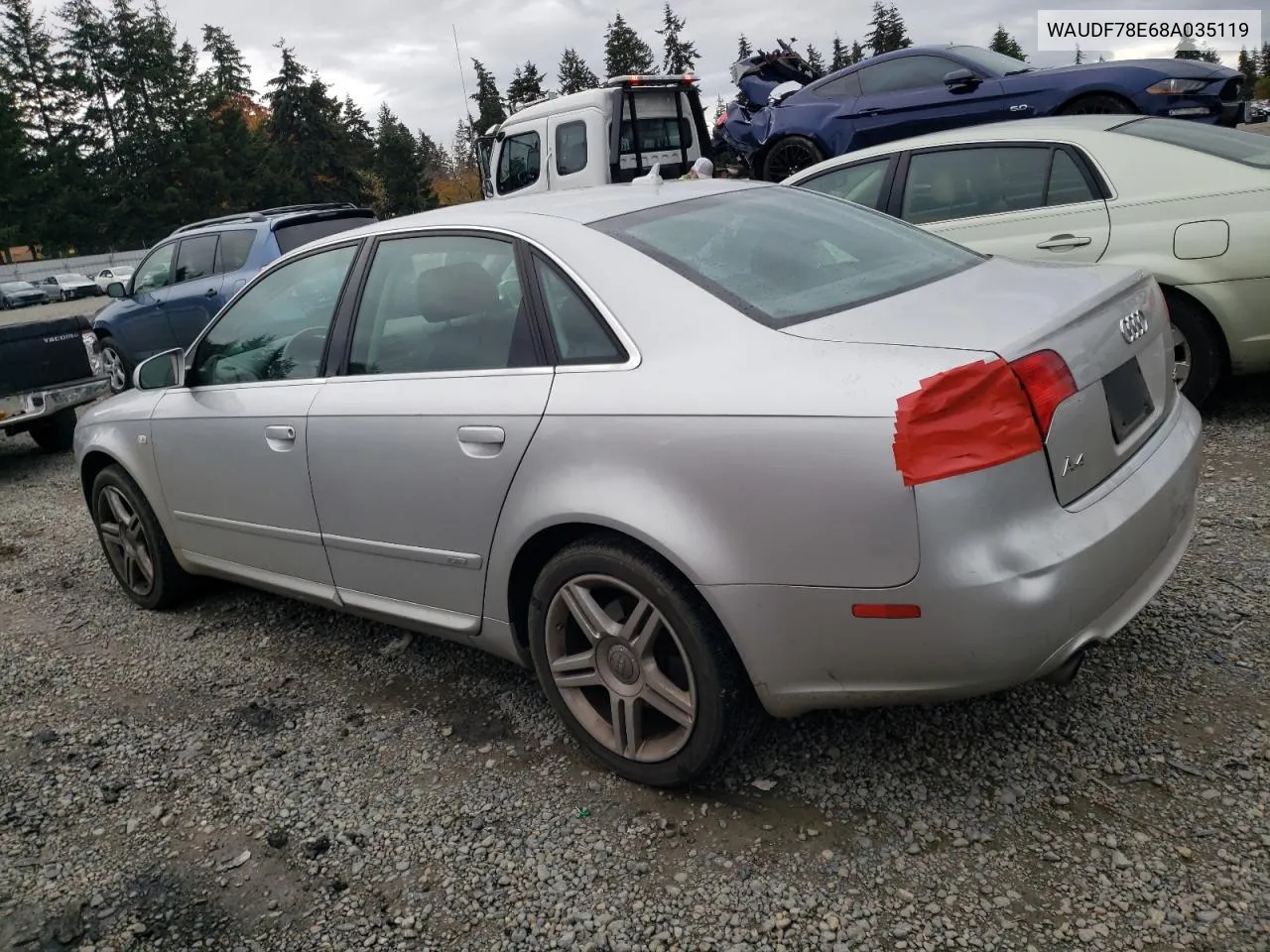 2008 Audi A4 2.0T Quattro VIN: WAUDF78E68A035119 Lot: 80044434