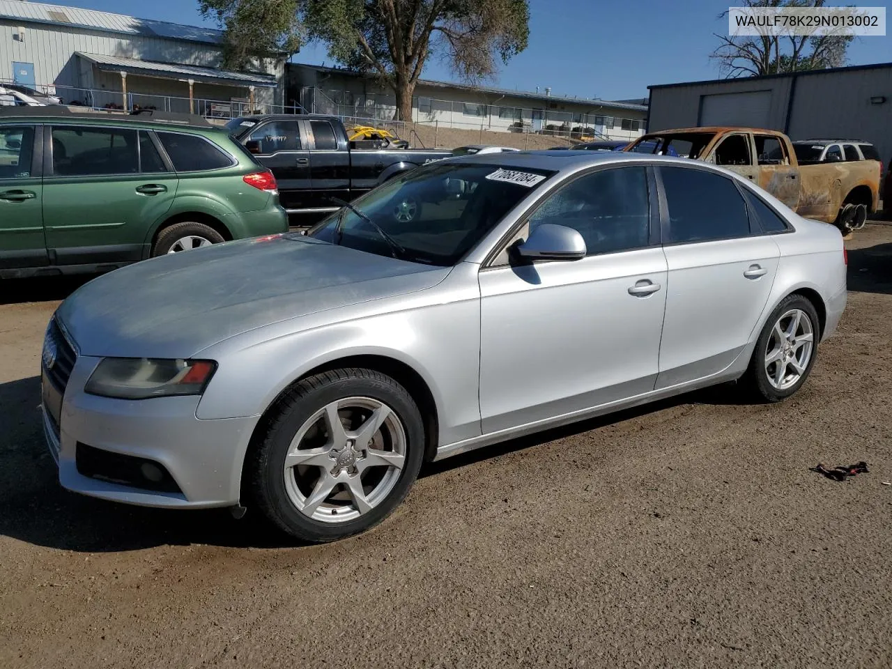 2009 Audi A4 2.0T Quattro VIN: WAULF78K29N013002 Lot: 70687084