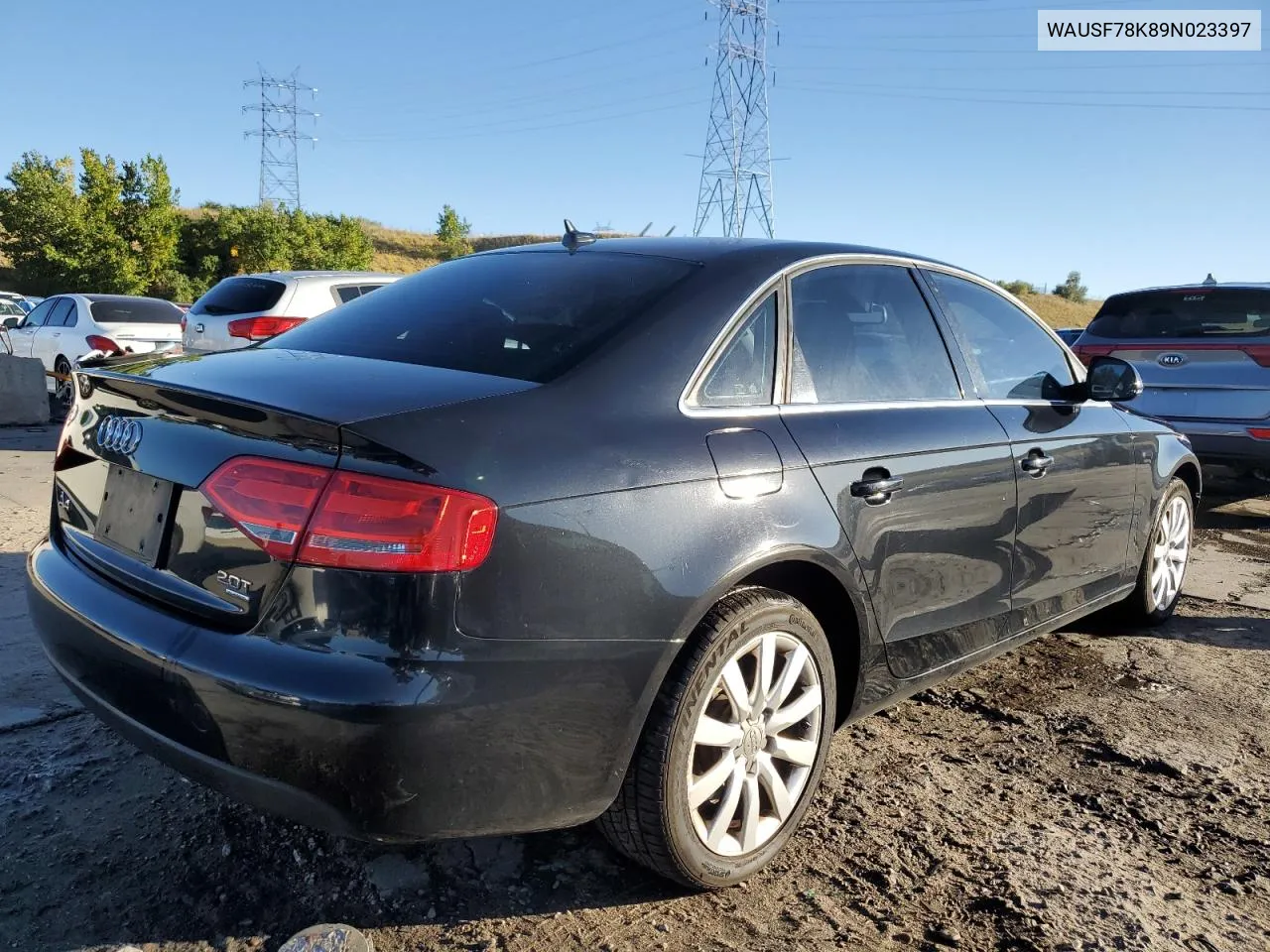 2009 Audi A4 Premium Plus VIN: WAUSF78K89N023397 Lot: 72350534