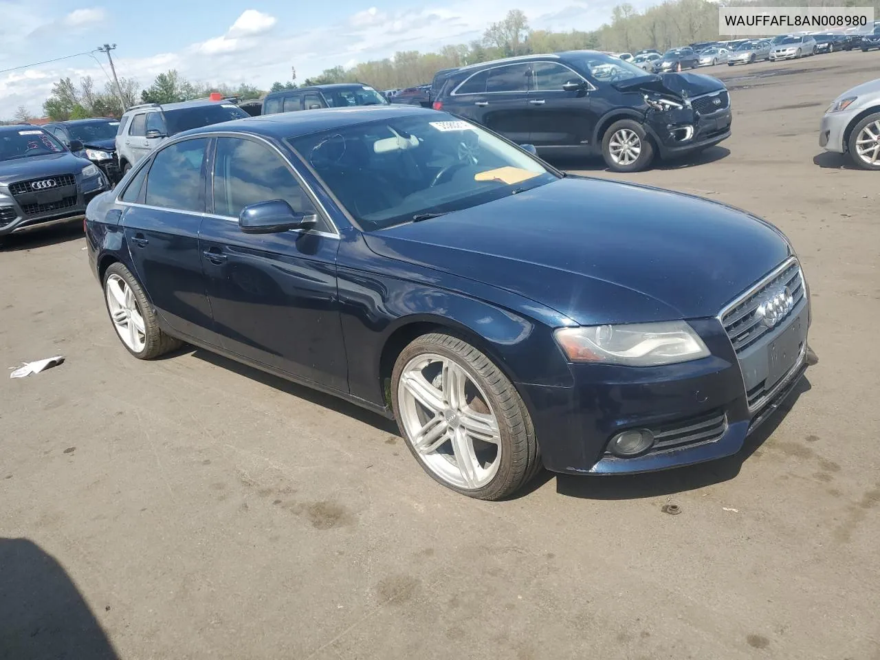 2010 Audi A4 Premium Plus VIN: WAUFFAFL8AN008980 Lot: 53380214