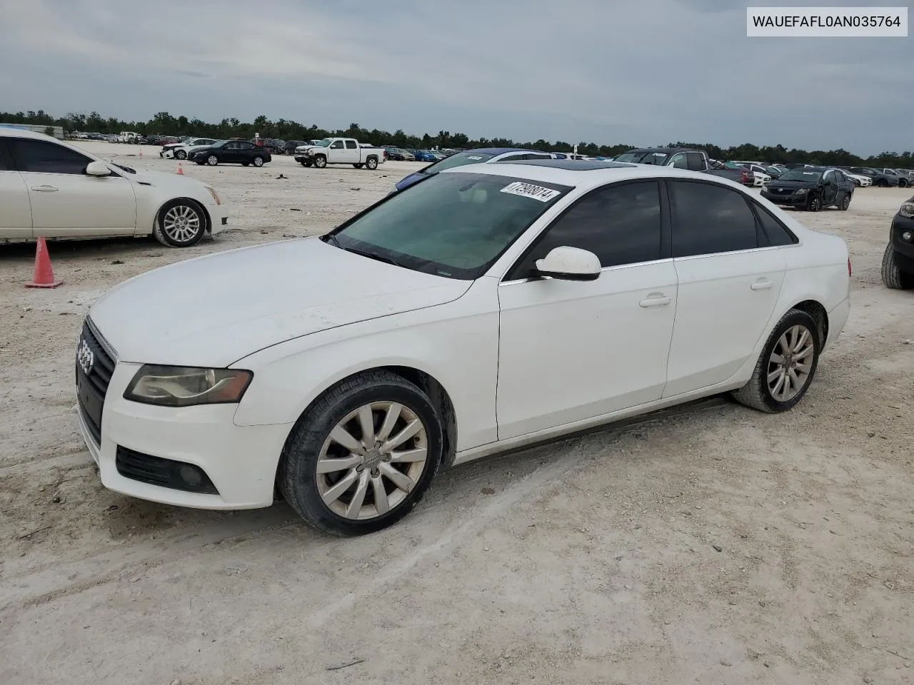 2010 Audi A4 Premium Plus VIN: WAUEFAFL0AN035764 Lot: 72908014