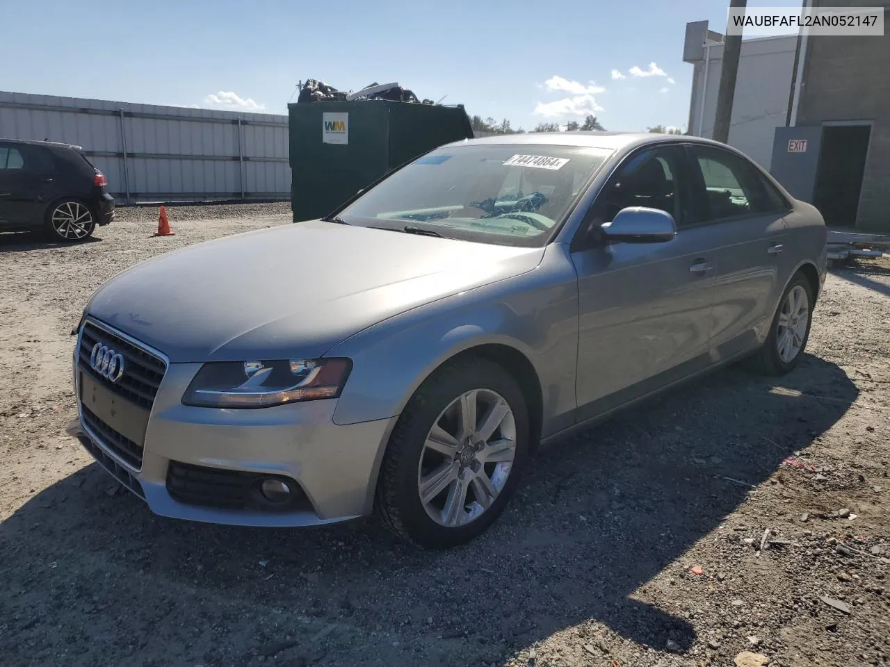 2010 Audi A4 Premium VIN: WAUBFAFL2AN052147 Lot: 74474864