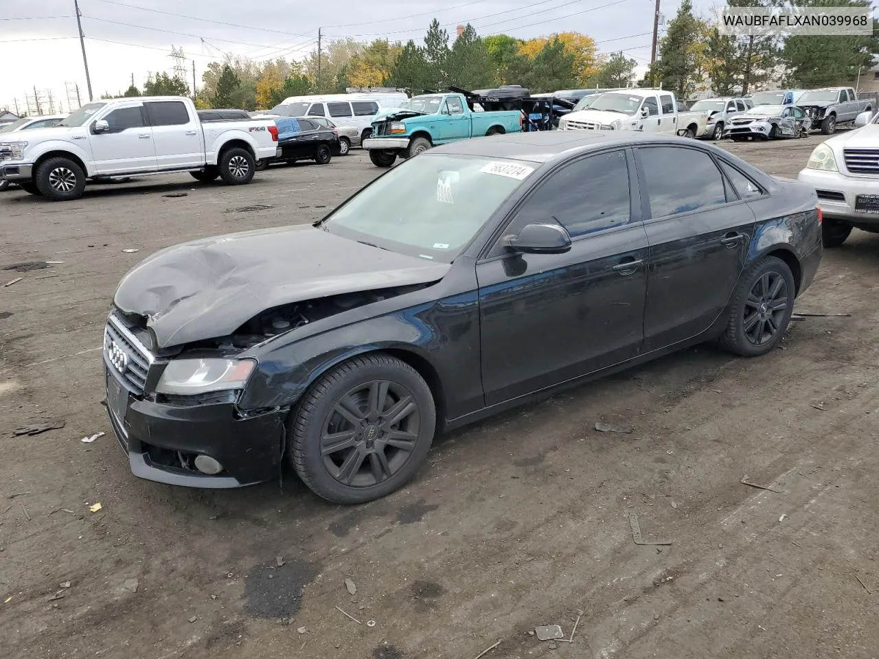 2010 Audi A4 Premium VIN: WAUBFAFLXAN039968 Lot: 76837274