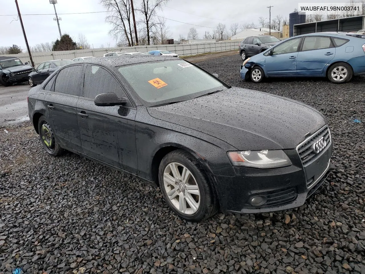 WAUBFAFL9BN003741 2011 Audi A4 Premium