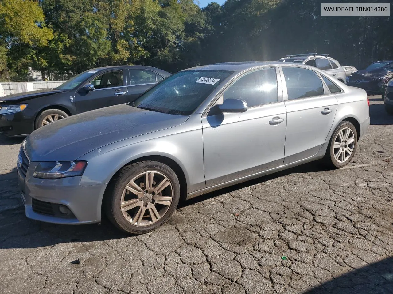 2011 Audi A4 Premium VIN: WAUDFAFL3BN014386 Lot: 74949214