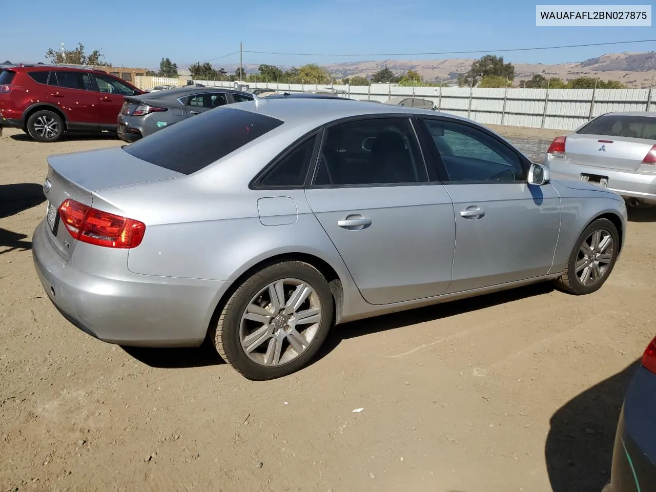 2011 Audi A4 Premium VIN: WAUAFAFL2BN027875 Lot: 75883824