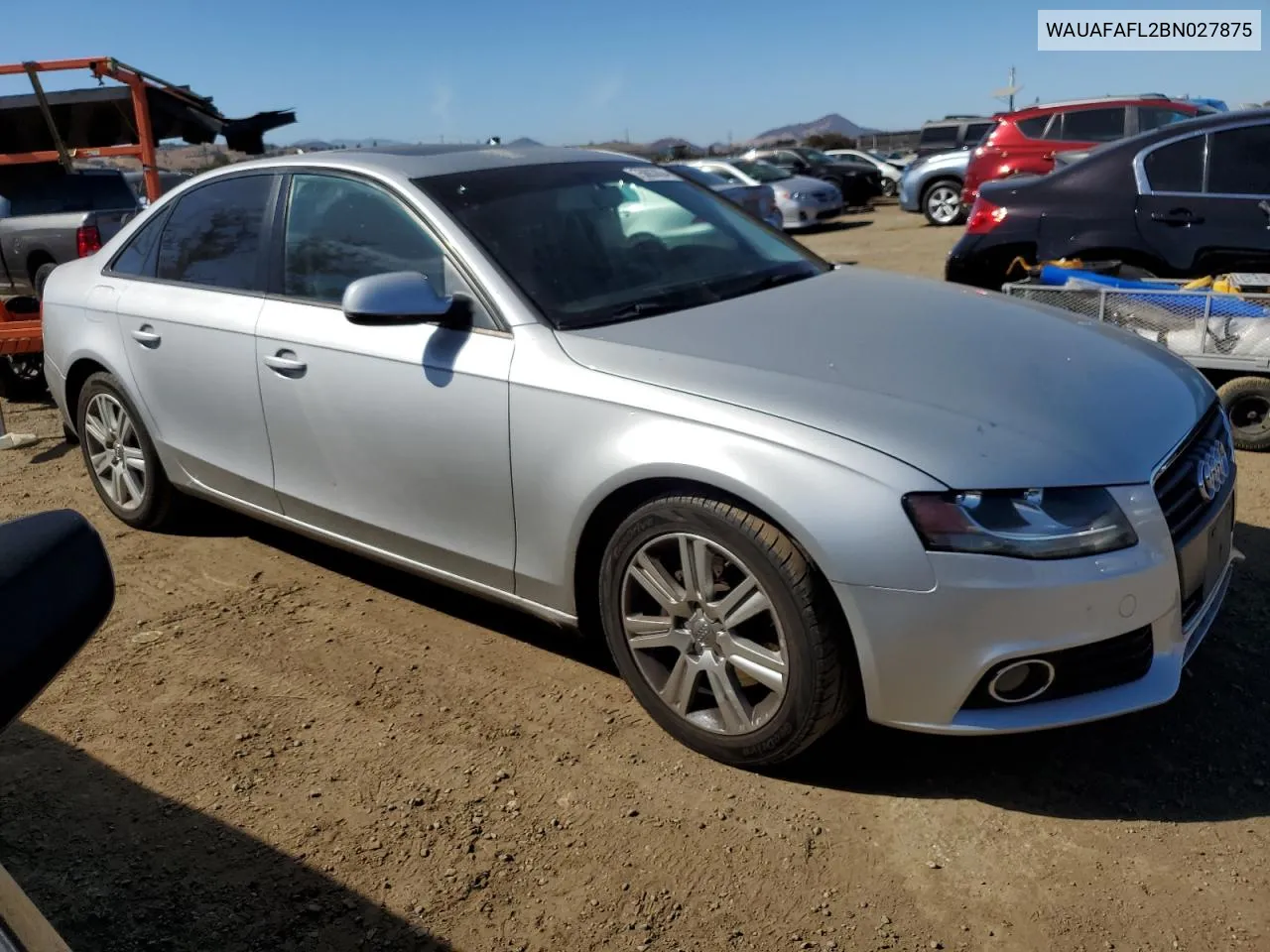 2011 Audi A4 Premium VIN: WAUAFAFL2BN027875 Lot: 75883824