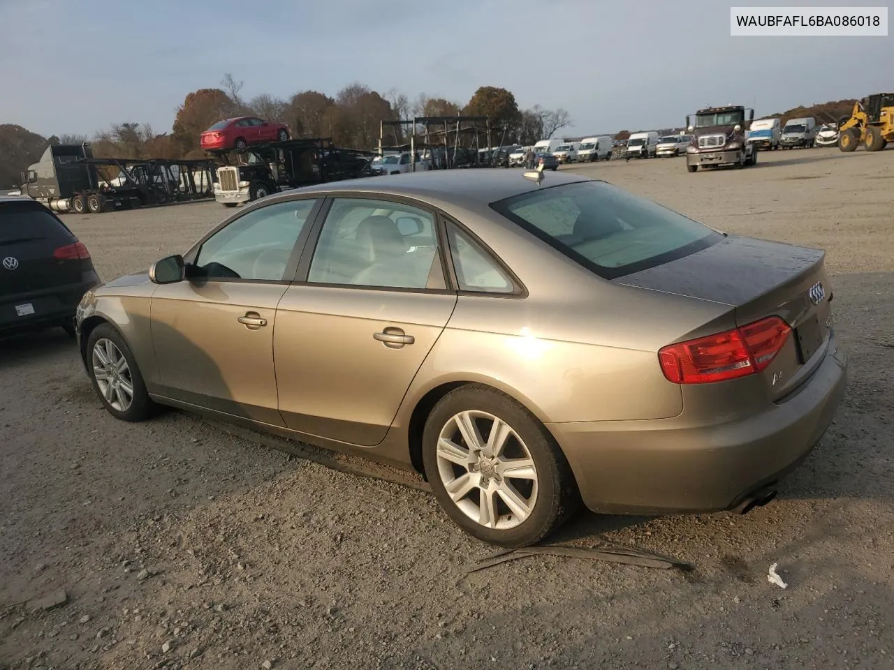 2011 Audi A4 Premium VIN: WAUBFAFL6BA086018 Lot: 76614044