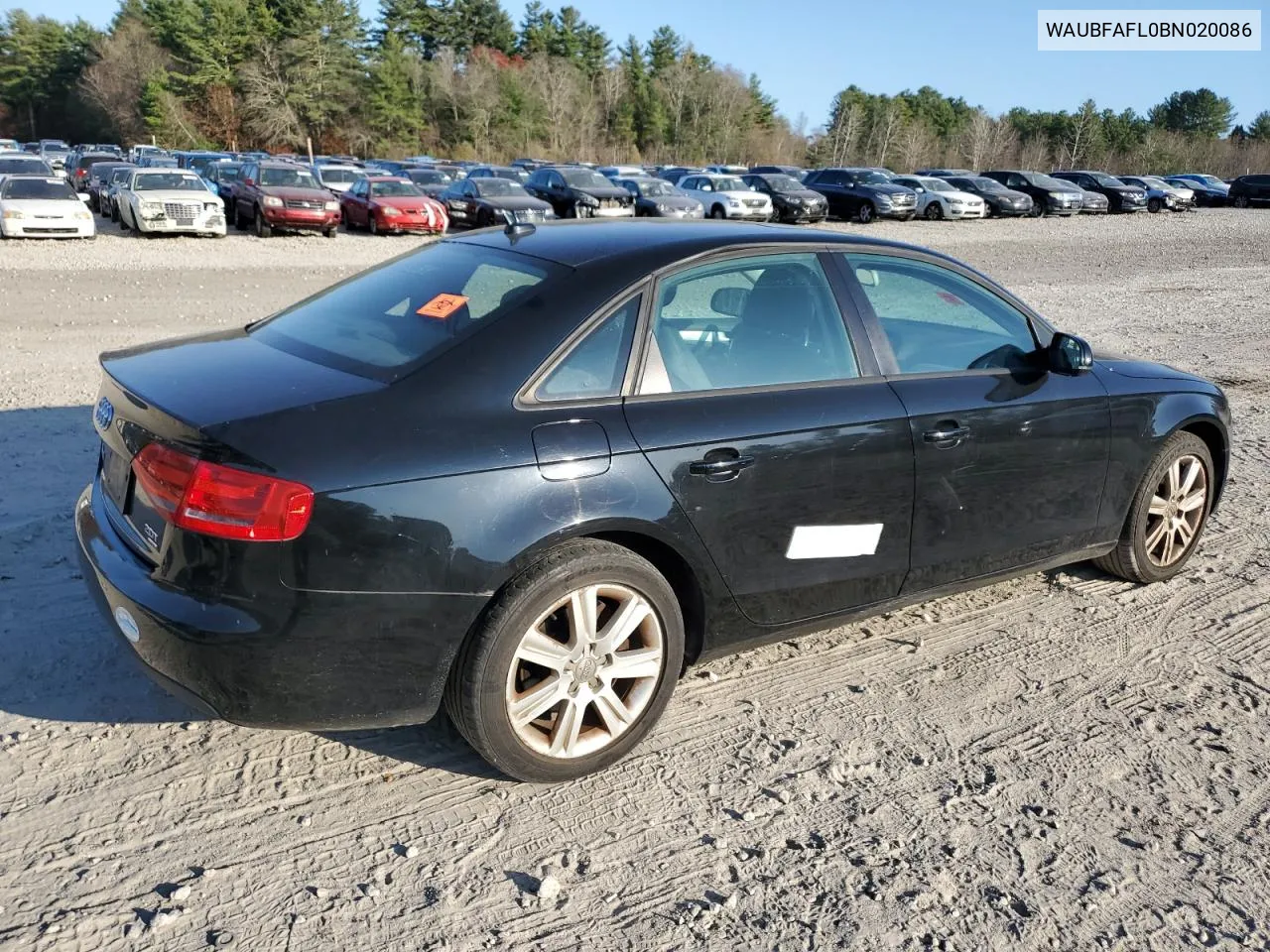 2011 Audi A4 Premium VIN: WAUBFAFL0BN020086 Lot: 76736074