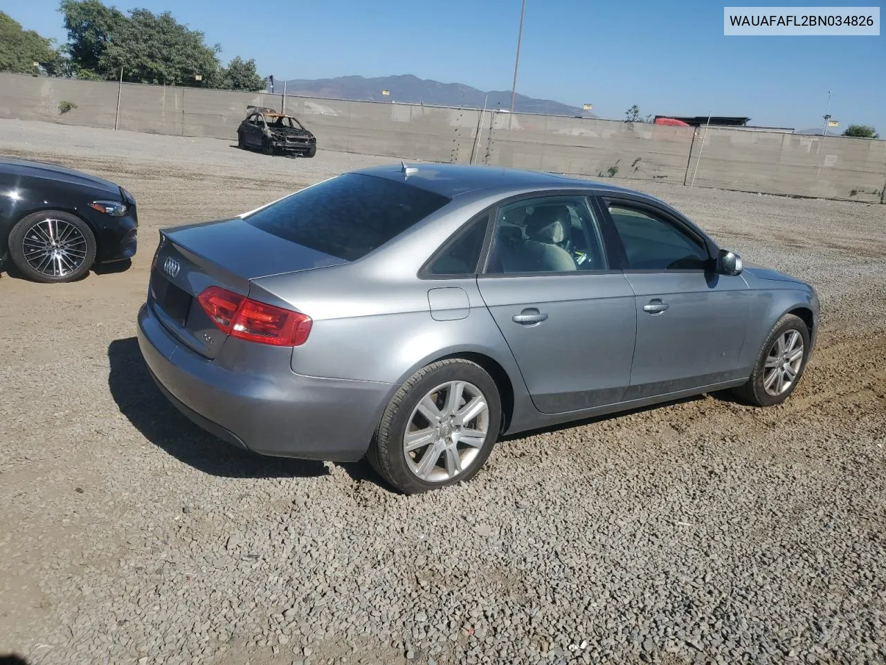 WAUAFAFL2BN034826 2011 Audi A4 Premium