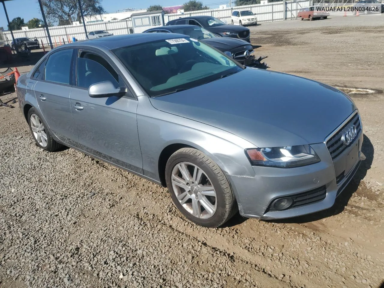 2011 Audi A4 Premium VIN: WAUAFAFL2BN034826 Lot: 77566704