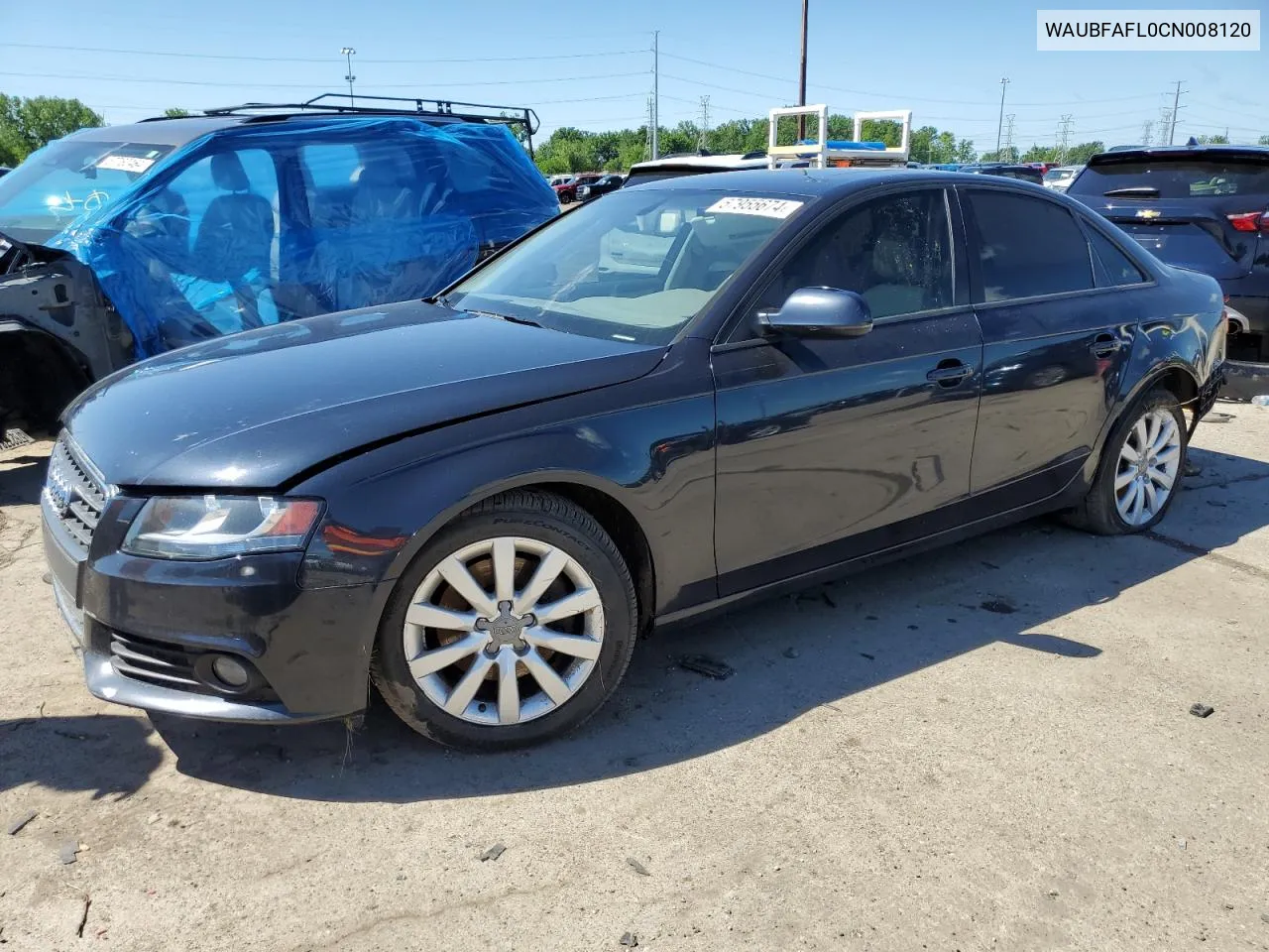 2012 Audi A4 Premium VIN: WAUBFAFL0CN008120 Lot: 57955674