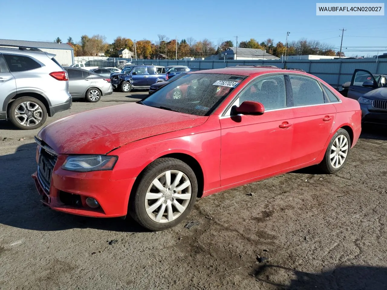 2012 Audi A4 Premium VIN: WAUBFAFL4CN020027 Lot: 77527024