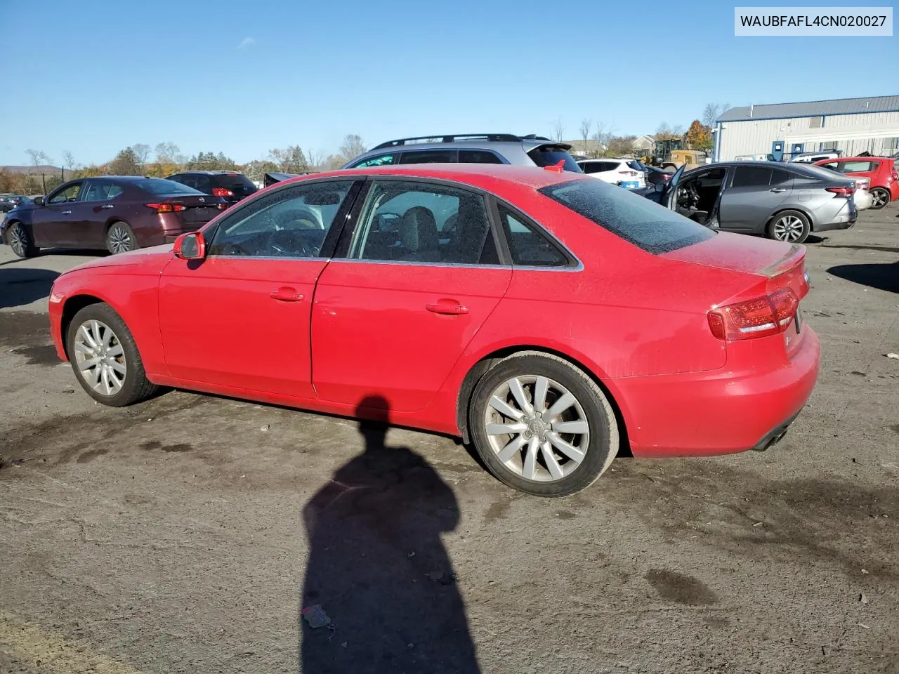 2012 Audi A4 Premium VIN: WAUBFAFL4CN020027 Lot: 77527024