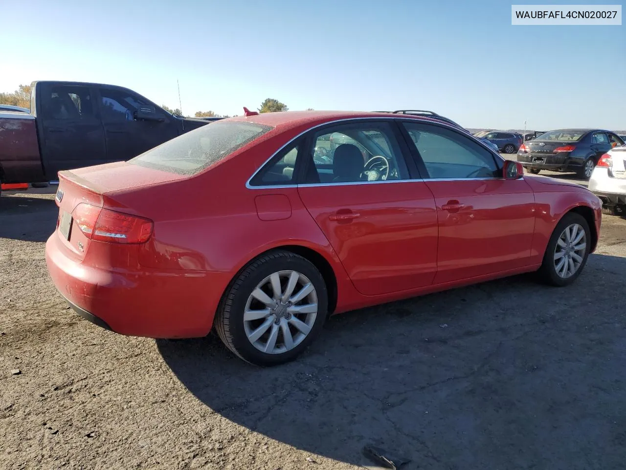 2012 Audi A4 Premium VIN: WAUBFAFL4CN020027 Lot: 77527024