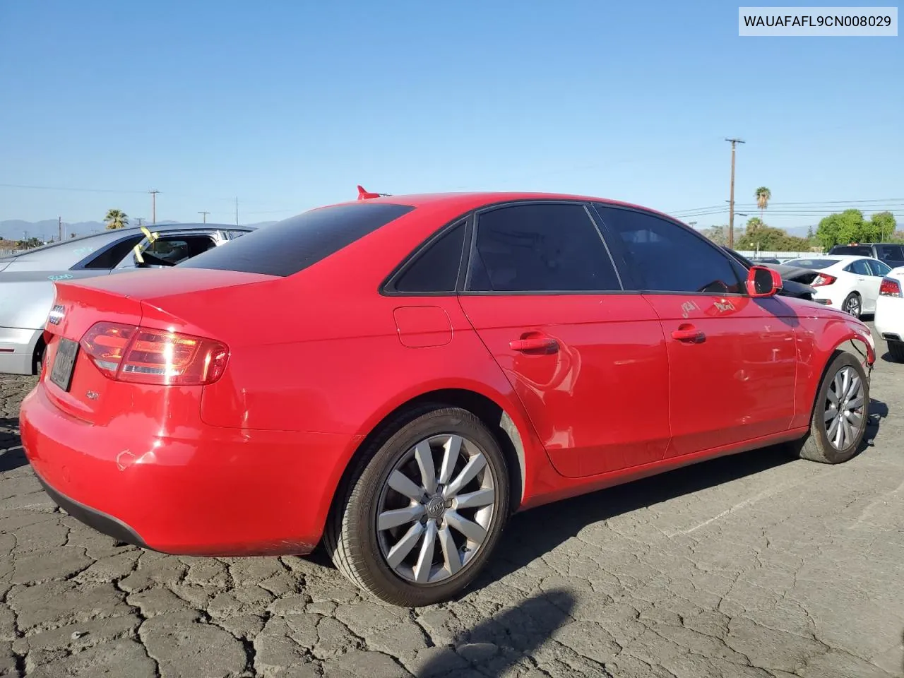 2012 Audi A4 Premium VIN: WAUAFAFL9CN008029 Lot: 78492194