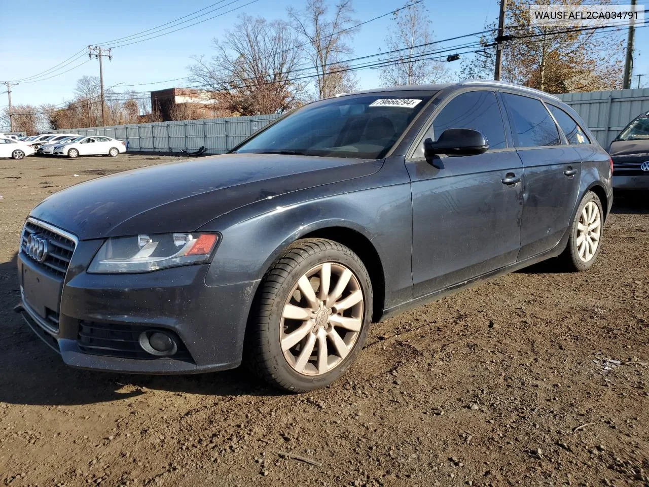 2012 Audi A4 Premium VIN: WAUSFAFL2CA034791 Lot: 79666294