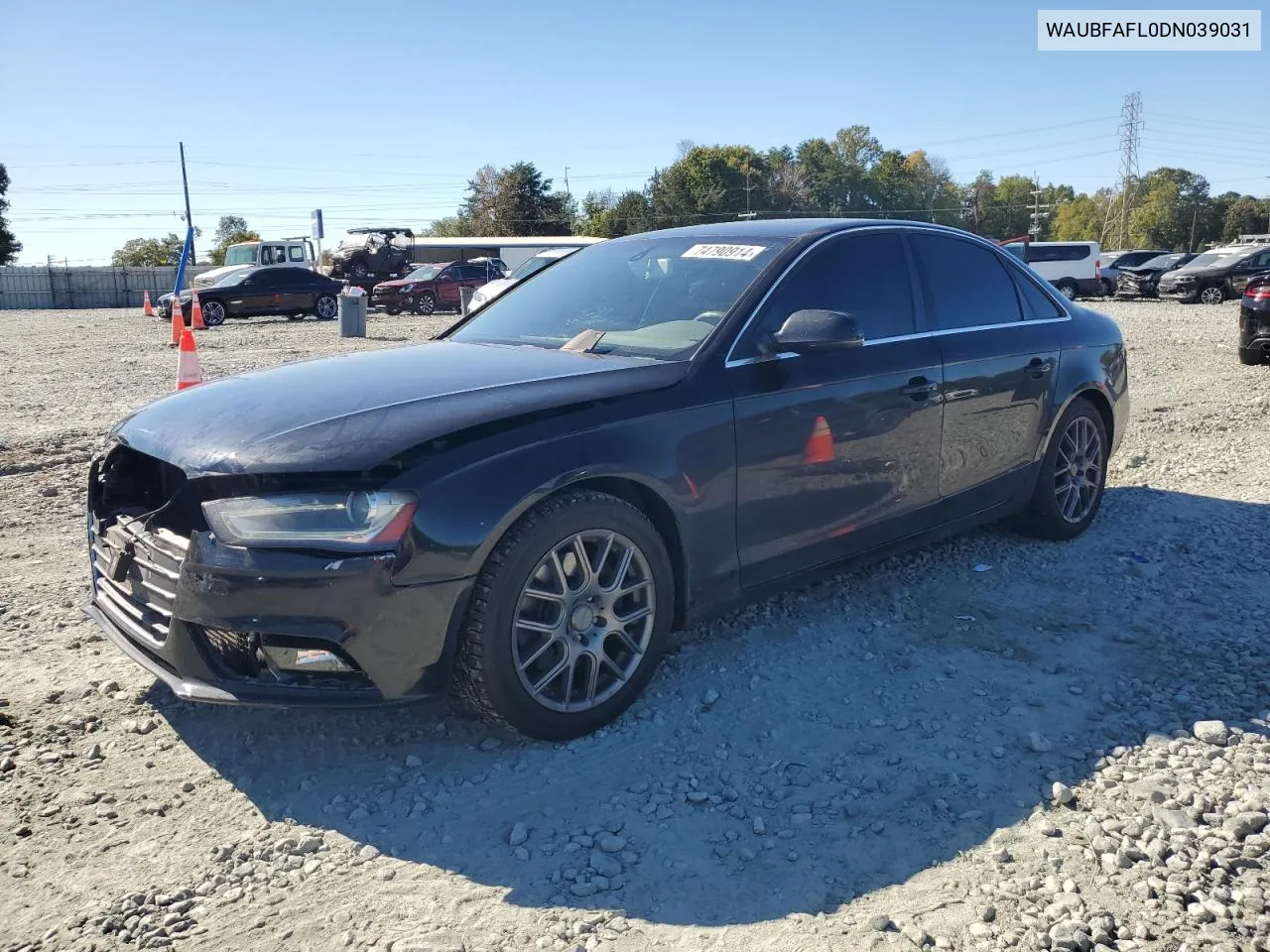 2013 Audi A4 Premium VIN: WAUBFAFL0DN039031 Lot: 74790914