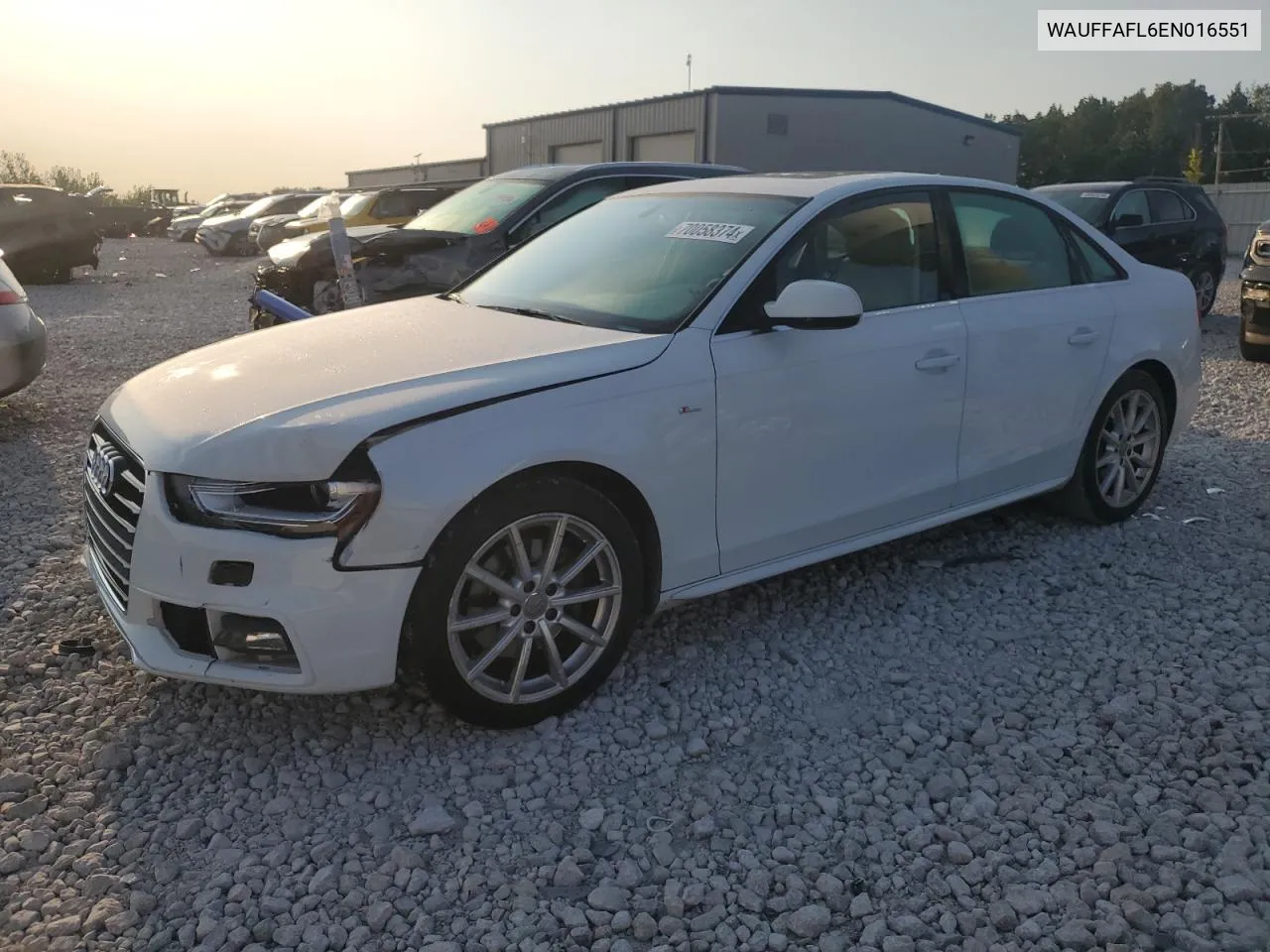 2014 Audi A4 Premium Plus VIN: WAUFFAFL6EN016551 Lot: 70058374