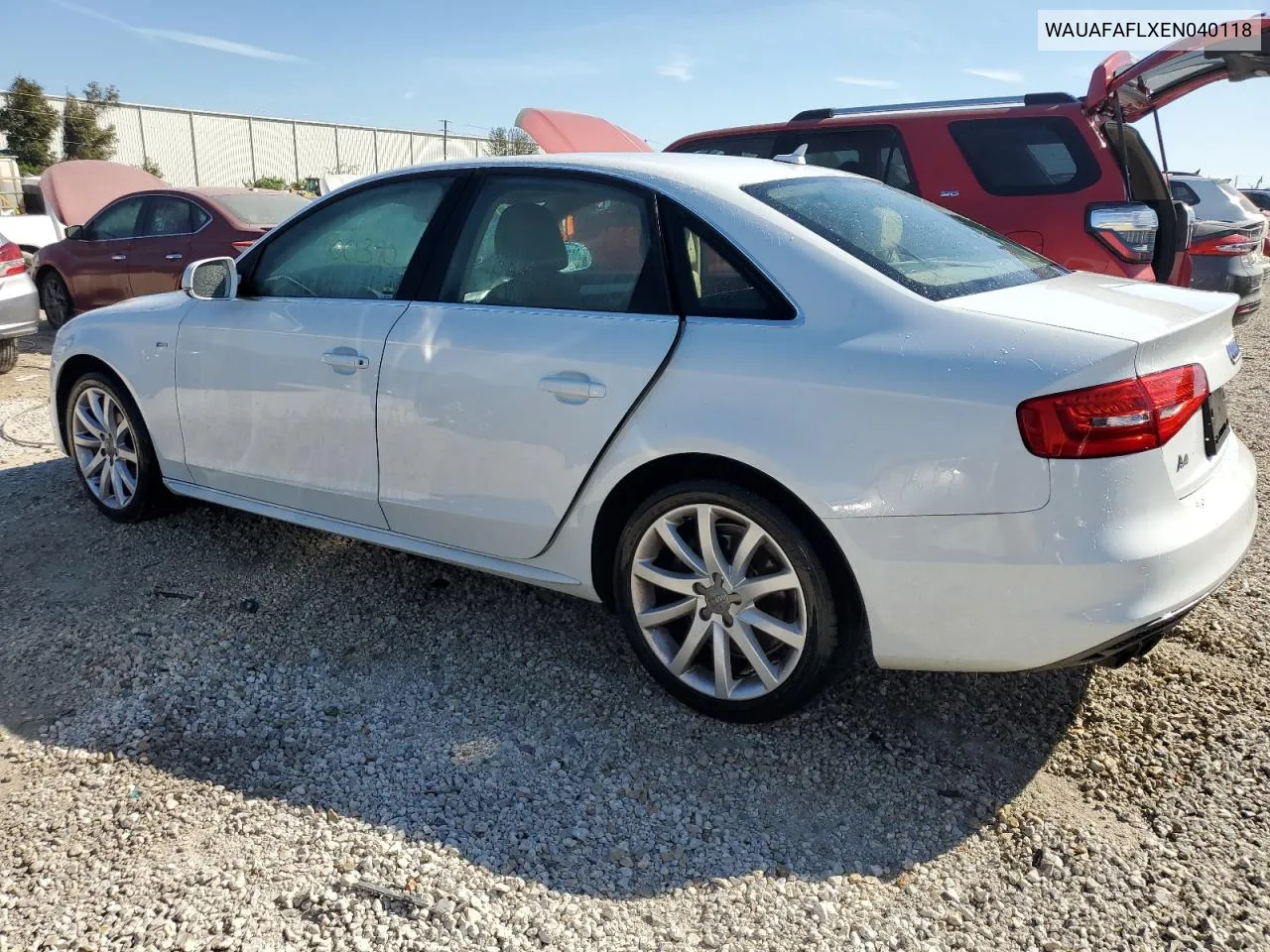 2014 Audi A4 Premium VIN: WAUAFAFLXEN040118 Lot: 77210154