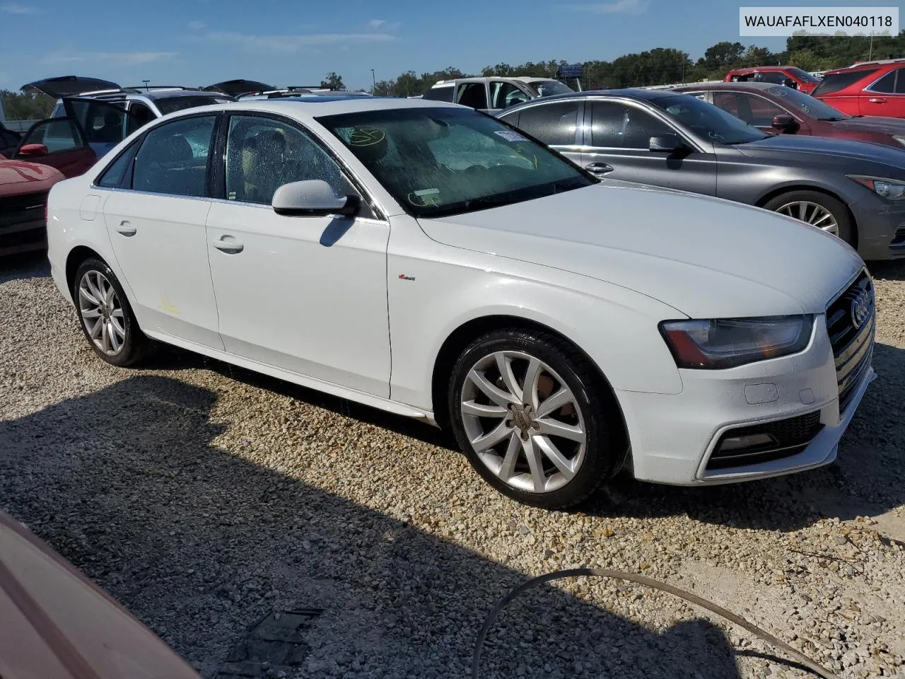 2014 Audi A4 Premium VIN: WAUAFAFLXEN040118 Lot: 77210154