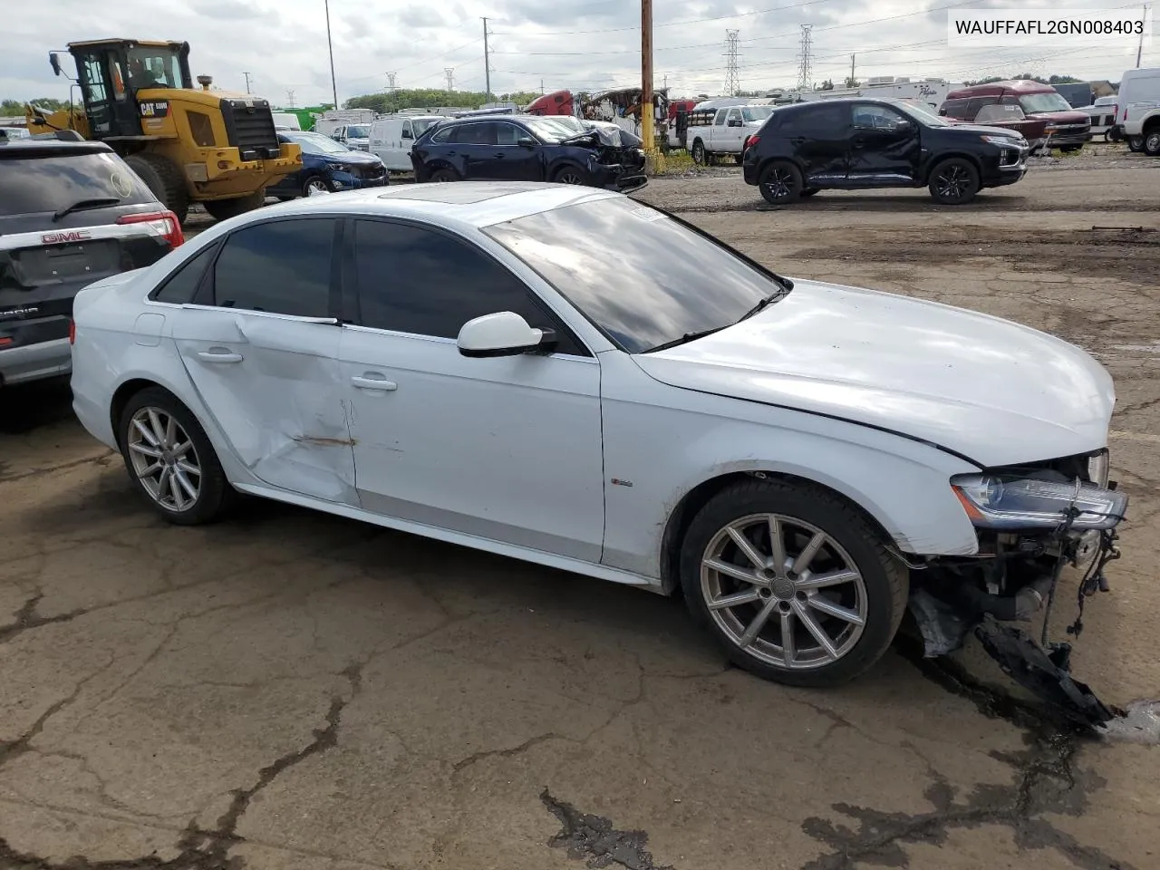 2016 Audi A4 Premium Plus S-Line VIN: WAUFFAFL2GN008403 Lot: 69013324