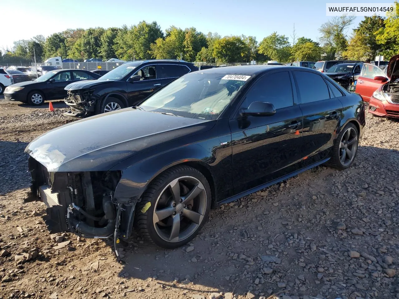 2016 Audi A4 Premium Plus S-Line VIN: WAUFFAFL5GN014549 Lot: 70470404