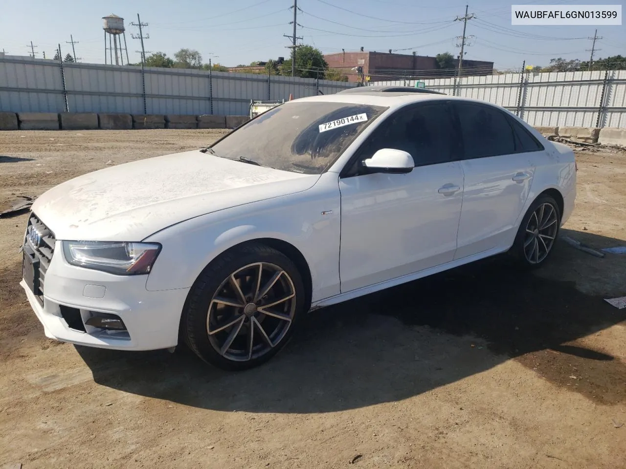 2016 Audi A4 Premium S-Line VIN: WAUBFAFL6GN013599 Lot: 72190144