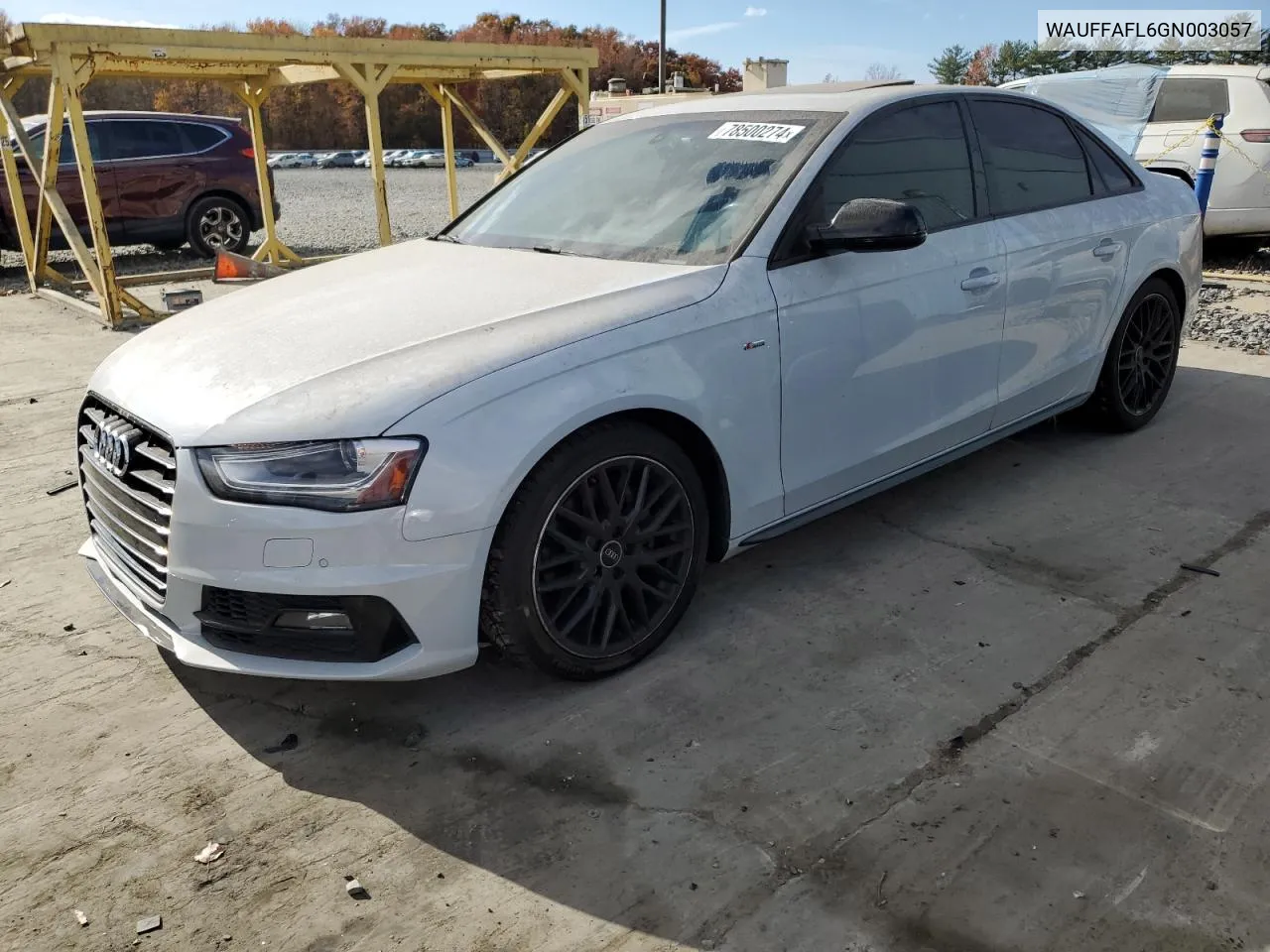 2016 Audi A4 Premium Plus S-Line VIN: WAUFFAFL6GN003057 Lot: 78500274